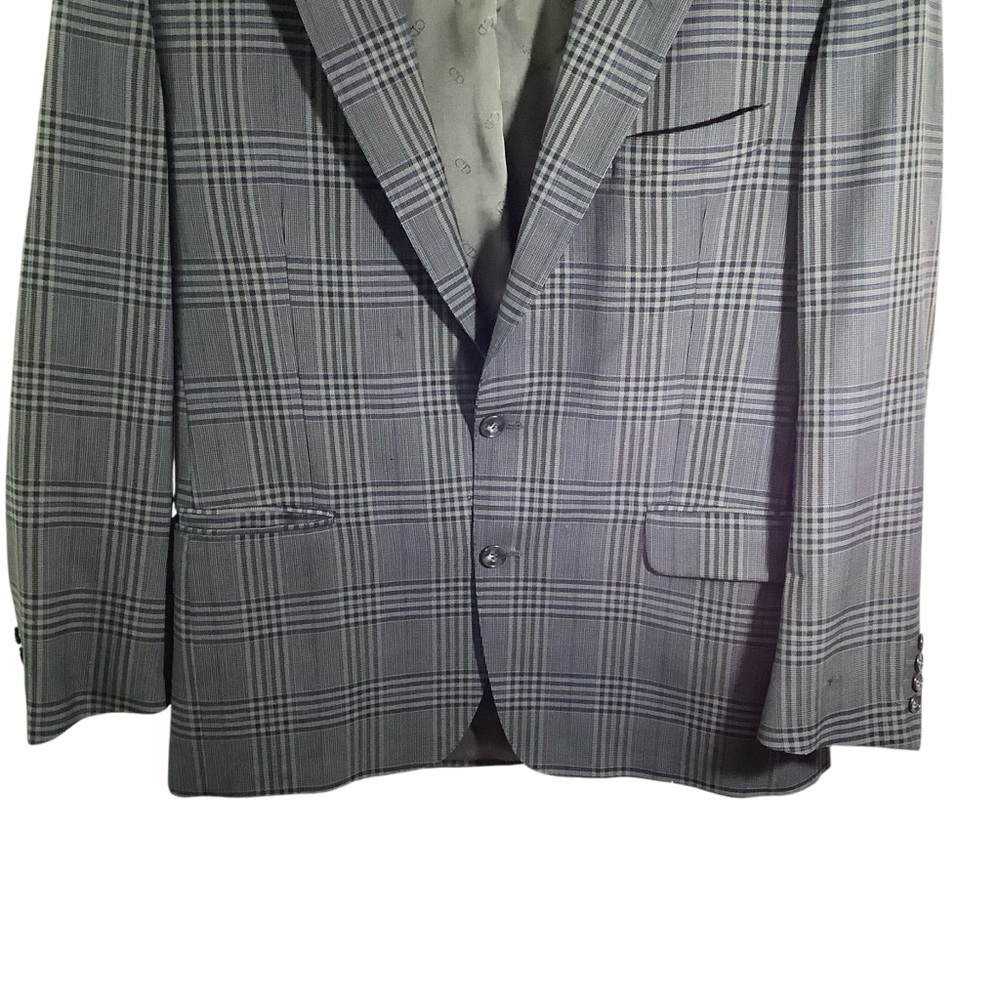 VTG Christian Dior Monsieur Wool Plaid Two-Button Blazer-FLAWED - Picture 3 of 15